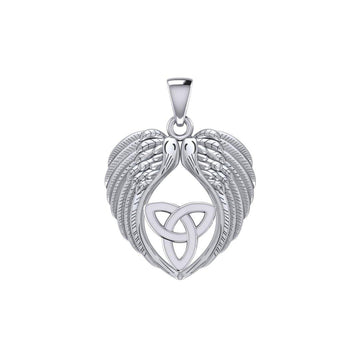 Feel the Tranquil in Angels Wings Silver Pendant with Trinity Knot TPD5456 - Jewelry